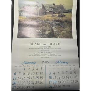 1985 Blake & Blake Genealogists Art Calendar Genealogy Lost Family Research Mass